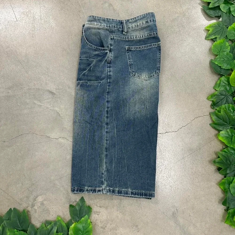 Y2K Denim Shorts Blue Wash Relaxed Fit Skater